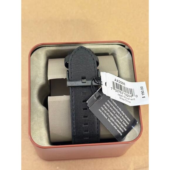 Armani Exchange  Chronograph Black Stainless Steel Leather Band Watch AX2098 - Picture 2 of 5